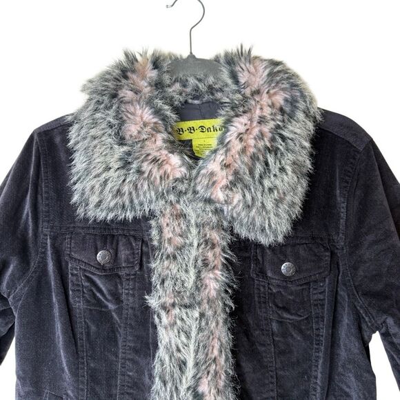 Vintage BB Dakota Black Cotton Velour Faux Fur Penny Lane Jacket Sz M/L Y2K - Picture 2 of 12